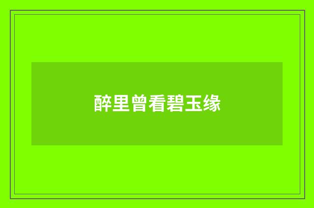 醉里曾看碧玉缘
