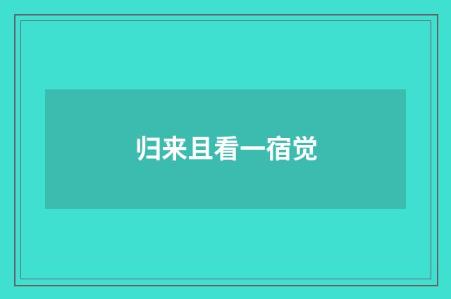 归来且看一宿觉