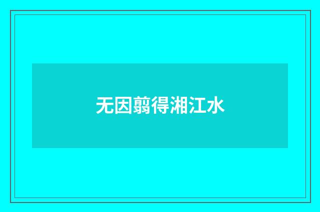 无因翦得湘江水