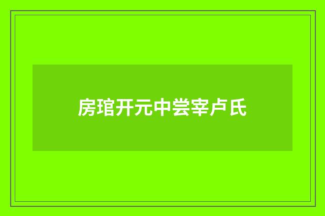 房琯开元中尝宰卢氏