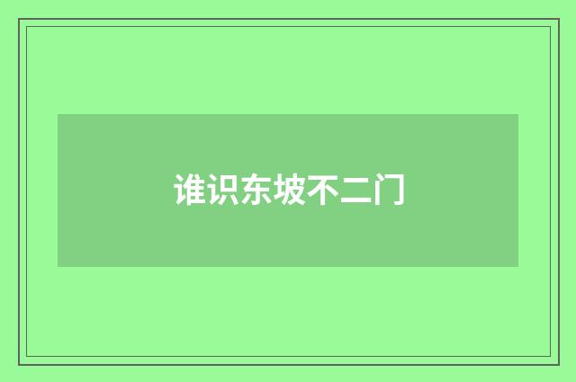 谁识东坡不二门