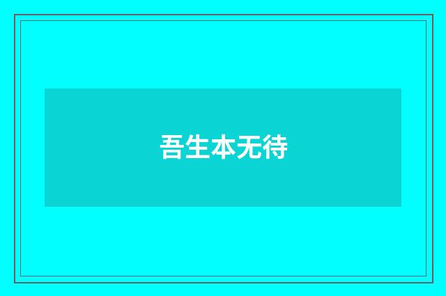 吾生本无待