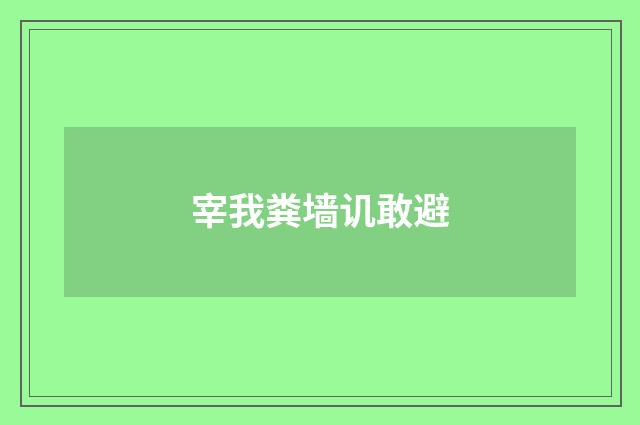 宰我粪墙讥敢避