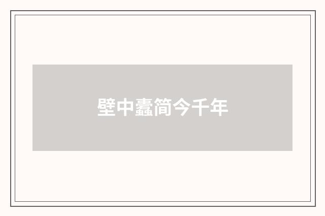 壁中蠹简今千年