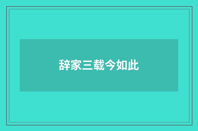 辞家三载今如此