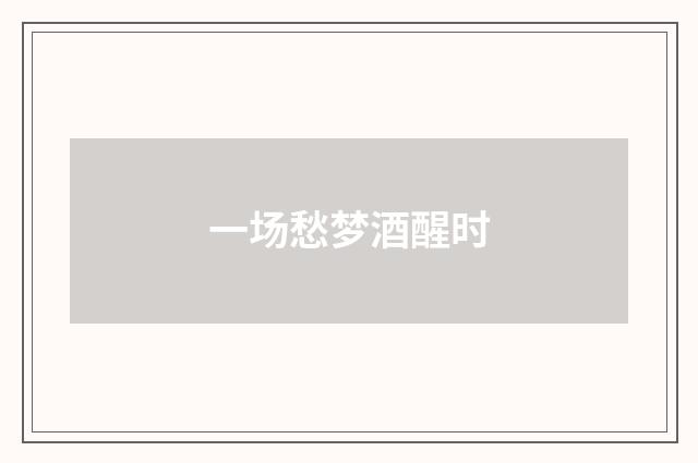 一场愁梦酒醒时
