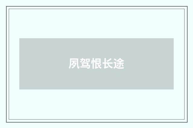 夙驾恨长途