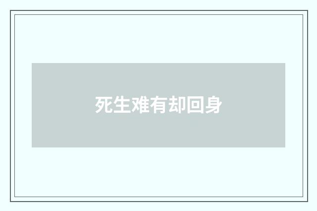 死生难有却回身