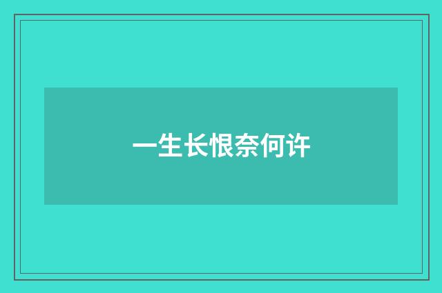 一生长恨奈何许