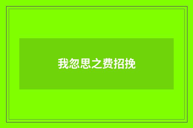 我忽思之费招挽