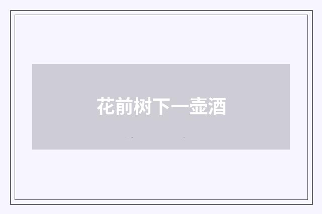 花前树下一壶酒