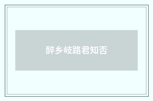 醉乡岐路君知否