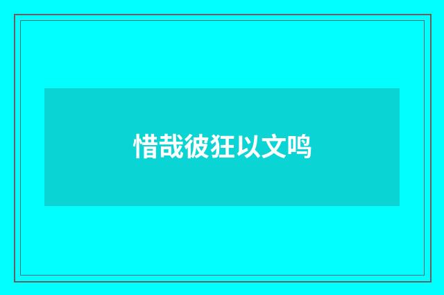 惜哉彼狂以文鸣