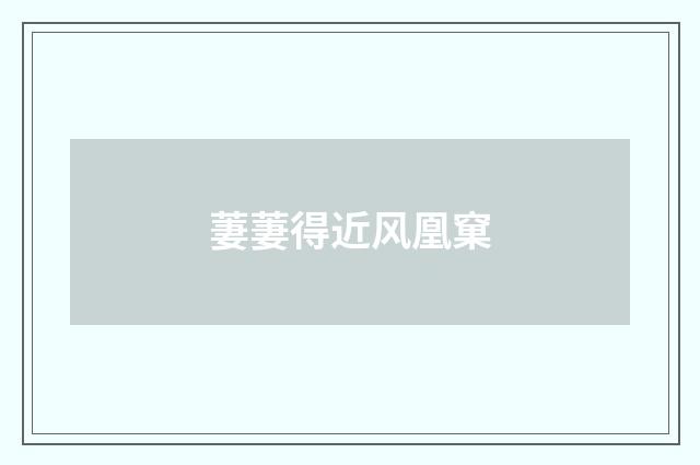 萋萋得近风凰窠