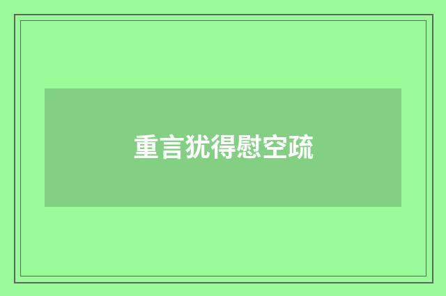 重言犹得慰空疏