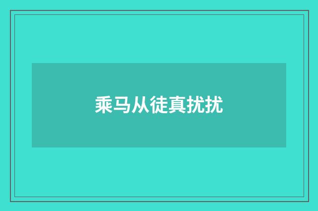 乘马从徒真扰扰