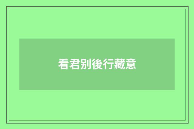 看君别後行藏意