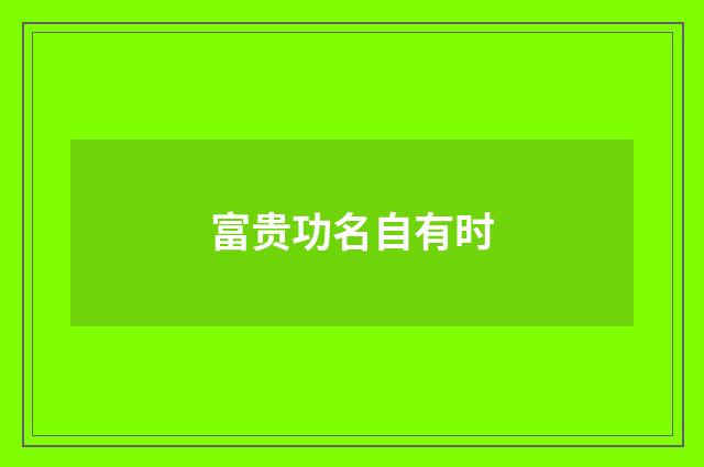 富贵功名自有时