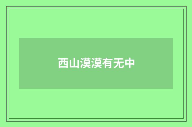 西山漠漠有无中