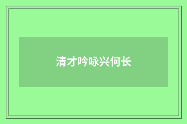 清才吟咏兴何长