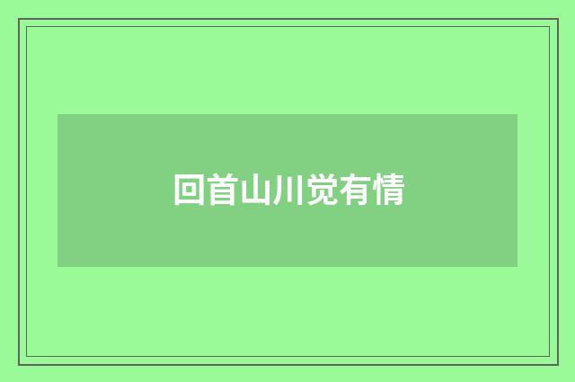 回首山川觉有情