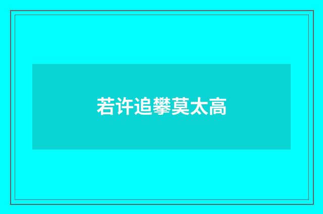 若许追攀莫太高