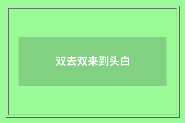 双去双来到头白