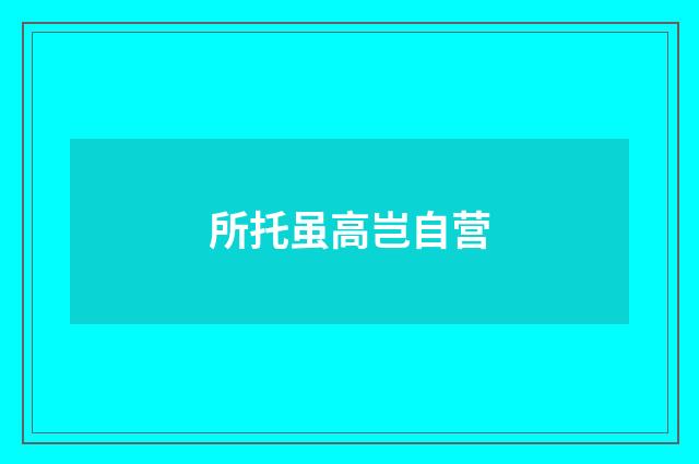 所托虽高岂自营