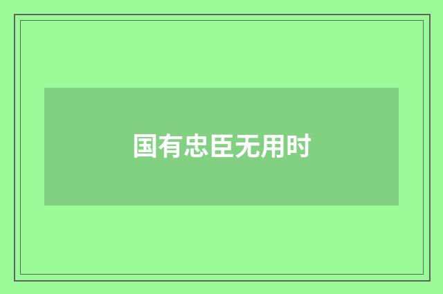国有忠臣无用时