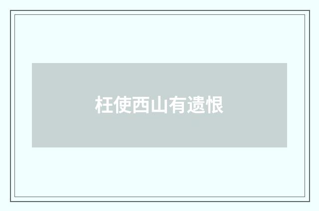 枉使西山有遗恨