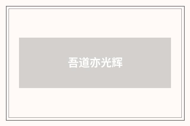 吾道亦光辉