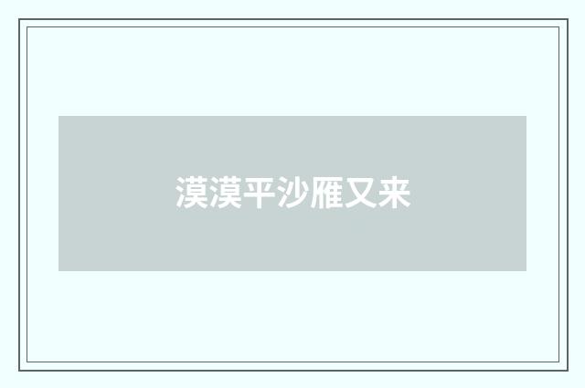漠漠平沙雁又来