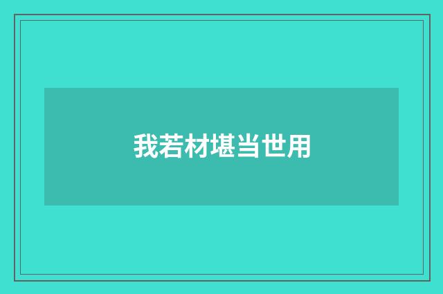 我若材堪当世用