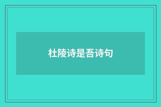 杜陵诗是吾诗句