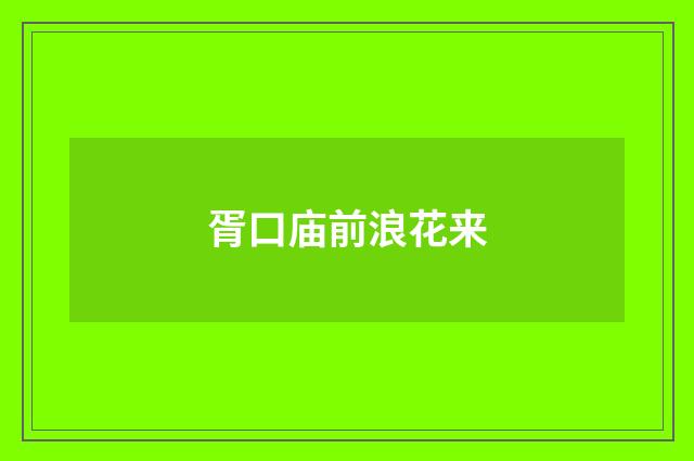 胥口庙前浪花来
