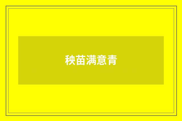 秧苗满意青