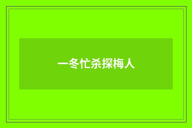 一冬忙杀探梅人