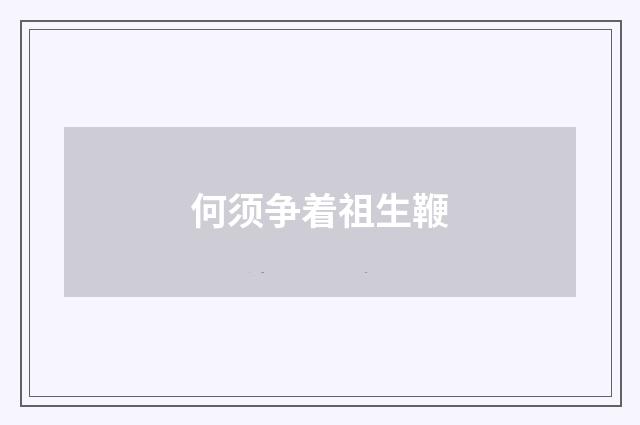 何须争着祖生鞭