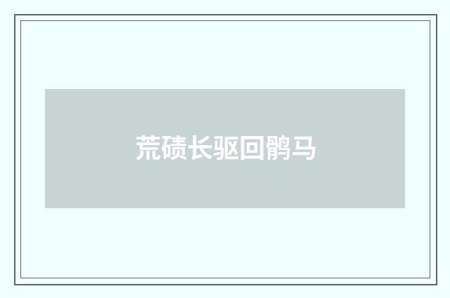 荒碛长驱回鹘马