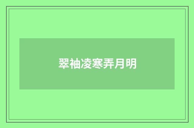 翠袖凌寒弄月明