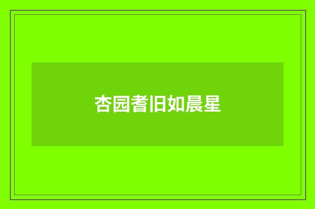 杏园耆旧如晨星