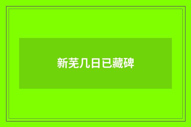 新芜几日已藏碑