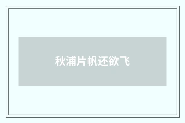 秋浦片帆还欲飞