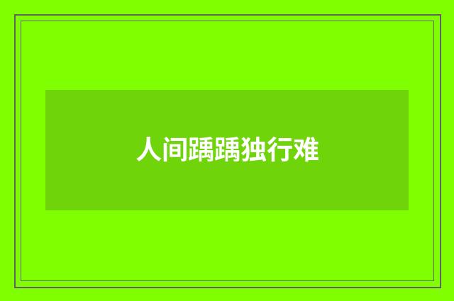 人间踽踽独行难