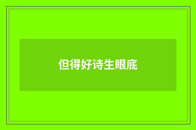 但得好诗生眼底
