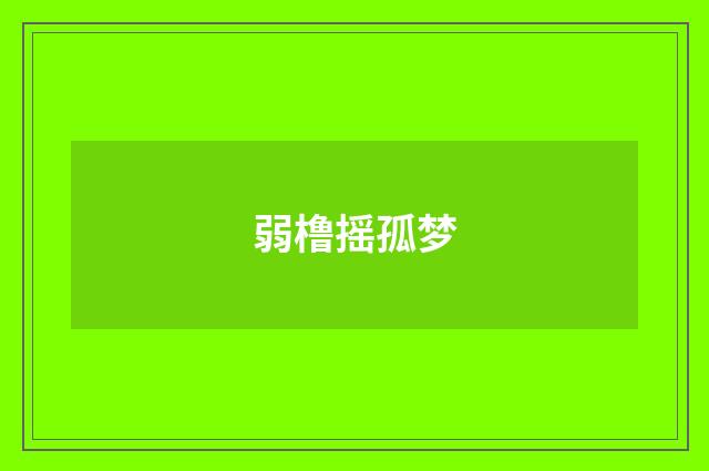 弱橹摇孤梦