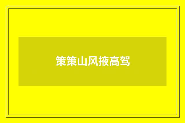 策策山风掖高驾