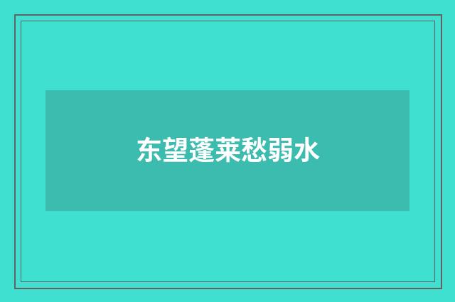 东望蓬莱愁弱水