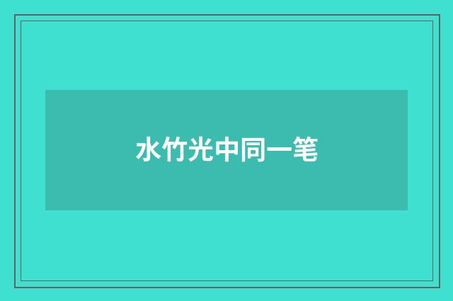 水竹光中同一笔