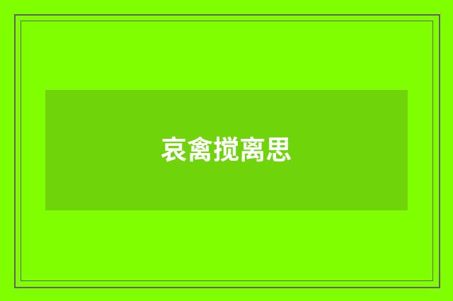 哀禽搅离思